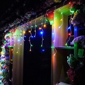  100LED 9.9Ft Icicle Lights,8 Modes String Clear cable Multicolor LED