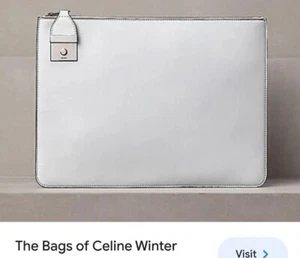 CELINE RTW '12 Side Lock Calf Matte Leather Clutch Bag Envelope Purse $1400 NWD - Picture 1 of 16
