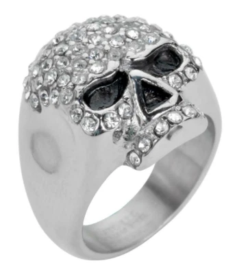Ladies Bling Skull Ring Stainless Steel Bling Skull 130 - Image 1 of 4