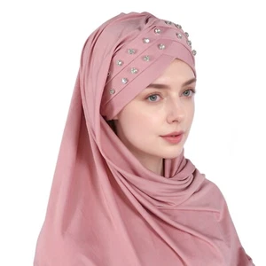 Muslim One Piece Women Instant Long Headscarf Hijab Turban Head Wrap Shawl Scarf - Picture 1 of 56