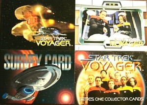 1995 STAR TREK VOYAGER Season 1 Complete Set + 2 Promos , 3 Foils, Survey Card