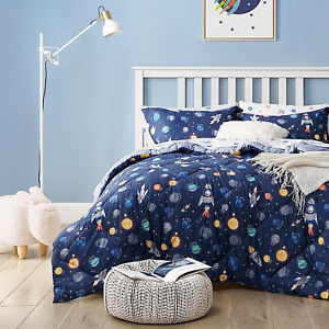UMCHORD Kids Bedding Set for Boys, Twin Size 5 Pieces Space Themed Bed in a Bag,