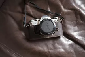 Handmade Genuine Real Leather Half Camera Case Bag Cover for Canon AE-1 Brown - Picture 1 of 4