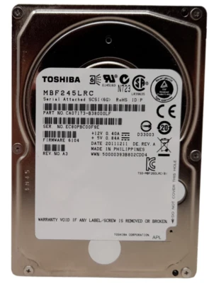 Toshiba MBF245LRC 10K 450GB 2.5" SAS Hard Drive 100% Health - Image 1 of 2