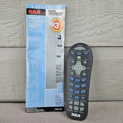 Control remoto universal RCA RCR311W 3 dispositivos TV VCR SAT cable DVD gris iluminado Foto 1 de 4
