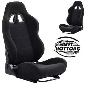 Hottoby Racing Seat Con Double Lock Slip Tessuto Regolabile Nero Con Parti - Photo 1/6