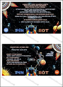 Williams PinBot 1986 Cartes Instructions Flipper Pinball Cards ENGLISH - Picture 1 of 3