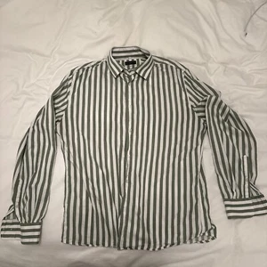 Mango Button Down Men’s Shirt Green Stripped Large Used - Picture 1 of 1