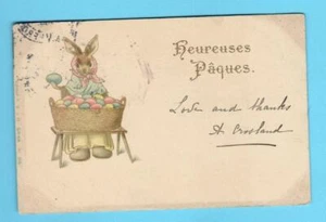 OSTERHASE UND EIER VINTAGE POSTKARTE GELAUFEN 2375 - Bild 1 von 2