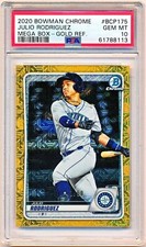 2020 Bowman Chrome Julio Rodriguez Mega Box Gold Refractor Rc #BCP175 /50 PSA 10