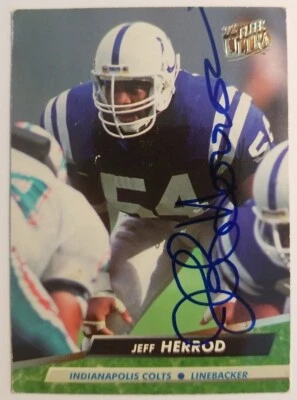 JEFF HERROD INDIANAPOLIS COLTS 1992 FLEER #162 AUTOGRAPHED FOOTBALL CARD - Image 1 of 2