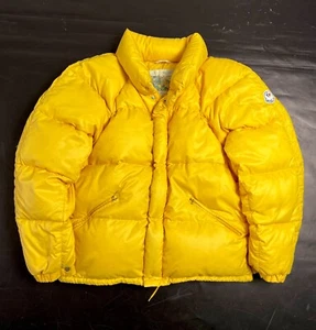 RARE Auth Men's MONCLER Grenoble Yellow Down Puffer Logo Bomber Jacket - 2 M - Picture 1 of 17