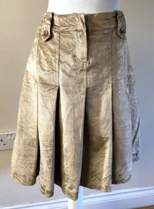 Women's Corduroy Pleated Skirt size 12 Gold Metallic short - Picture 1 of 5