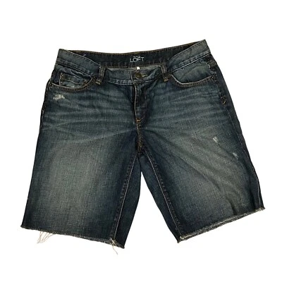 Ann Taylor Loft 短裤女式 6 码仿旧剪裁百慕大蓝色牛仔牛仔裤 — 第 1/3 张图片