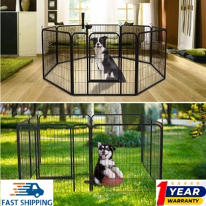 8/16/24 Panels Metal Dog Fence Heavy-Duty Pet Dog Playpen Outdoor w/Door 32*32"H - Picture 1 of 7