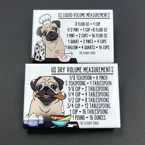 Fawn Pug Dog Measuring Chart Magnet Set Handmade Kitchen Cooking Baking Guide - Picture 1 of 12