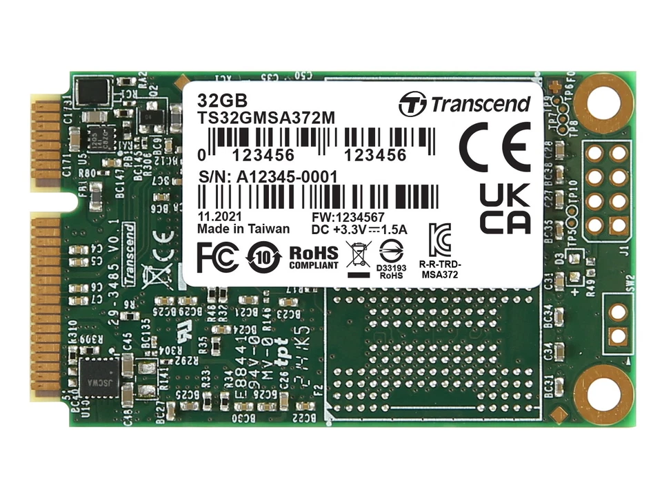 32GB Transcend mSATA SSD MSA372M Series SATA3 MLC Industrial-Level Performance - Image 1 of 1