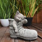 Cute Cat in Shoe Stone Cast Garden Kitten in Boot Ornament Statue by DGS Statues