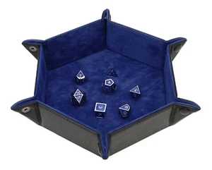 Blaues Sechseck flach klappbares Würfel-Druckknopffach - DnD, Dungeons & Dragons, D20 RPG - Bild 1 von 1