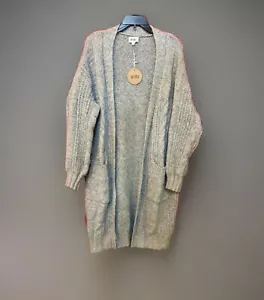 BiBi Twist Knitted Open Front Cardigan With Pockets Light Gray XL NWT - Picture 1 of 13