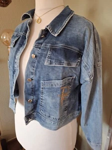 ❤️ PAPARAZZI Fashion ❤️ Cropped Jeans Jacke Kurz Strass Onesize Bis 42/44  - Bild 1 von 6