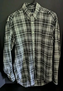 Vintage Gap Men's Black Plaid Button Down Long Sleeve Heavyweight Cotton Small - Picture 1 of 8