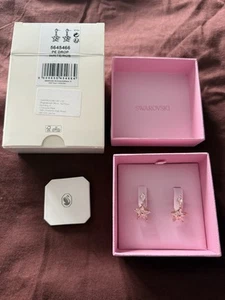 Swarovski Rose Gold Plated Drop Earrings Star Design - Picture 1 of 1