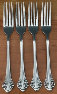 Set Of 4 Towle COLONIAL PLUME Dinner Forks Germany Satin 18/8 Stainless Flatware - Picture 1 of 5