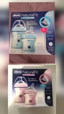 chicco baby bottle NaturalFit 2 bottles set (5oz and 8oz) Blue and Pink Sets  - Image 1 of 4