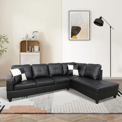 Faux Leather L Shape 3 Sectional Couch Sofa Cushion Chaise Storage Ottoman Loung - Image 1 of 4