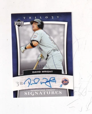 David Wright 2005 cubierta superior trilogía automático/autógrafo 93/99 New York Mets Foto 1 de 2