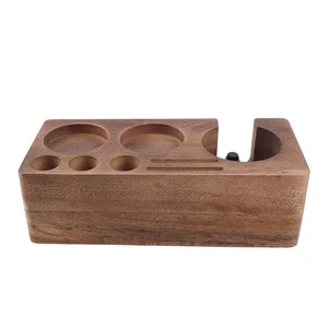 Walnut Coffee Tamping Station Portafilter Stand Base Adjustable Height 3 In - Picture 1 of 12