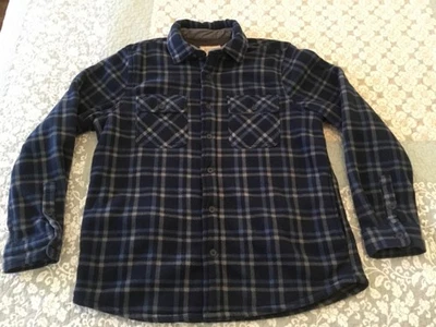 Boston Traders Flannel Shirt Men's Large Blue Plaid Jacket Sherpa Fleece Lined - Image 1 of 4