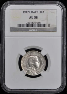 1912R ITALY LIRA NGC AU58 - Picture 1 of 2