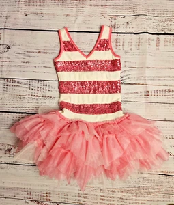 OHH! LA LA  Couture Girls Pink Tutu Sequined Sleeveless Easter Dress size 6x/7 - Picture 1 of 6