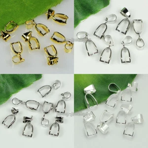 50/100/200pcs Pendant Pinch Bails Silver/Dull Silver/Gold Plated 14mm/16mm/20mm - Picture 1 of 13