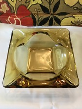 Vintage Amber Yellow Ashtray
