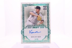 KEEGAN AKIN RC AUTO SSP /25 2020 Leaf Ultimate Draft GREEN #BA-KA1 - Orioles