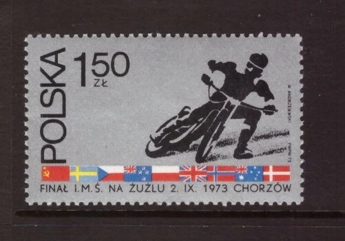 Poland 1973 Motorbike Track Racing MNH mint stamp - Image 1 of 1