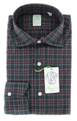 Camisa Finamore Napoli Verde Oscuro - Extra Delgada - (F19185) Foto 1 de 4