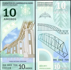 Federation Of North America 10 Ameros 2011 Unc , Polymer - Picture 1 of 1