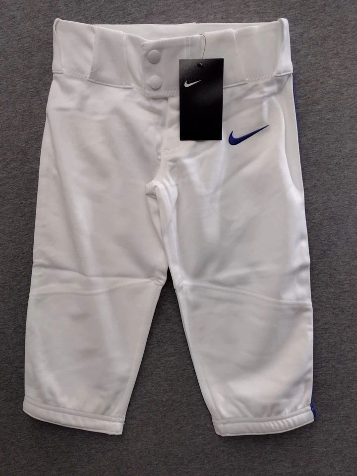 Nike Vapor Select Baseball Pants Boy's Sz XS White Royal Blue Piping BQ6444-102