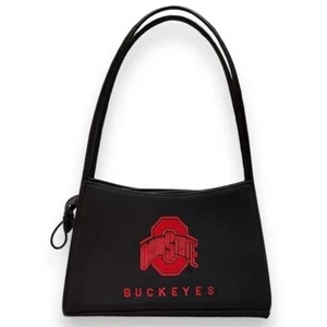 Ohio State Buckeyes Shoulder Handbag Purse Black with Red Raised Embroidery - Picture 1 of 7