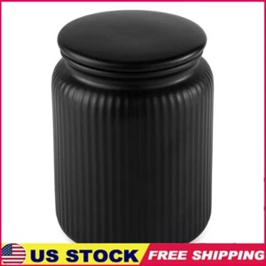 Ceramic Ribbed Kitchen Storage Jar Airtight Lid Durable Food Organizer Container - Picture 1 of 6