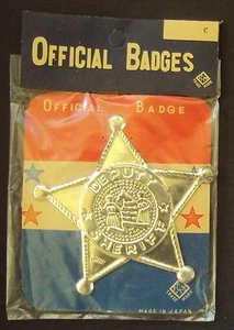VINTAGE DIME STORE TOY SHERIFF BADGE Made in Japan 1950s-60's New Old Stock NOS - Picture 1 of 3