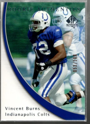 A2829- 2005 SP Authentic Rookie Gold 100 #145 Vincent Burns /100 - Image 1 of 2