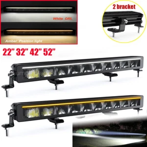 22" 32" 42" 52" 12v 24v Silm Row LED Light Bar Night Offroad With DRL Park Light - Picture 1 of 20