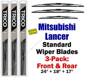 Wiper Blades 3-Pack Front Rear - fit 2002-2007 Mitsubishi Lancer 30240/180/170