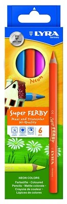 6 Lyra Super Ferby NEON dicke Farbstifte Buntstifte Tri Jumbo dreiflächig