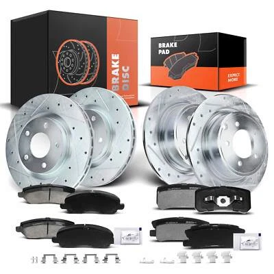 Front&Rear Drilled Rotors & Ceramic Brake Pads for Jeep Patriot Mitsubishi Dodge - Image 1 of 4